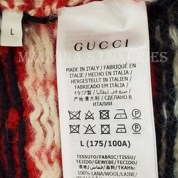 GUCCI MENS SWEATER ZIGZAG JACQUARD THICK WOOL KNITTED CARDIGAN sz M Medium - Picture 15 of 16